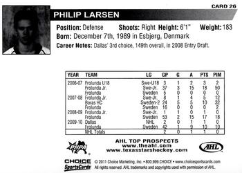 2010-11 Choice AHL Top Prospects #26 Philip Larsen Back