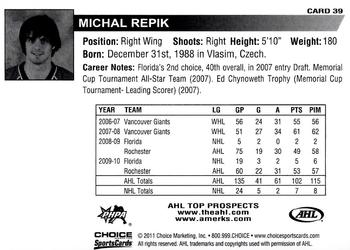 2010-11 Choice AHL Top Prospects #39 Michal Repik Back
