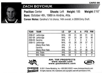 2010-11 Choice AHL Top Prospects #8 Zach Boychuk Back