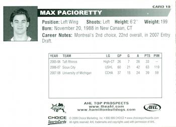 2008-09 Choice AHL Top Prospects #10 Max Pacioretty Back