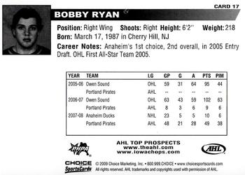 2008-09 Choice AHL Top Prospects #17 Bobby Ryan Back