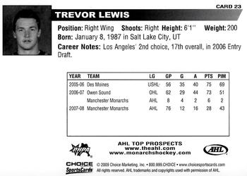 2008-09 Choice AHL Top Prospects #23 Trevor Lewis Back