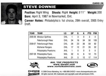 2008-09 Choice AHL Top Prospects #26 Steve Downie Back