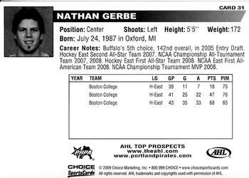 2008-09 Choice AHL Top Prospects #31 Nathan Gerbe Back