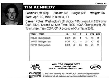 2008-09 Choice AHL Top Prospects #32 Tim Kennedy Back