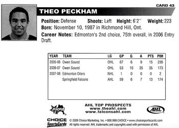 2008-09 Choice AHL Top Prospects #43 Theo Peckham Back