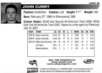 2008-09 Choice AHL Top Prospects #48 John Curry Back