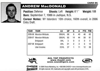 2008-09 Choice AHL Top Prospects #5 Andrew MacDonald Back
