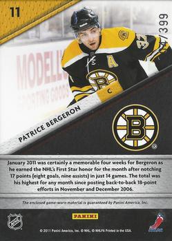 2011-12 Panini Certified - Fabric of the Game #11 Patrice Bergeron Back