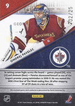 2011-12 Panini Certified - Fabric of the Game Claim To Fame Die Cut #9 Ondrej Pavelec Back
