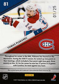 2011-12 Panini Certified - Fabric of the Game Jersey Number #81 Tomas Plekanec Back