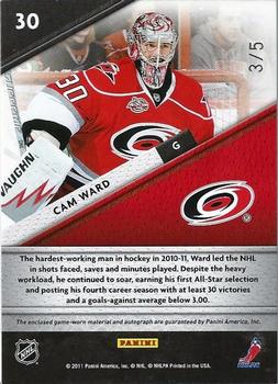 2011-12 Panini Certified - Fabric of the Game Jersey Number Autographs Prime #30 Cam Ward Back