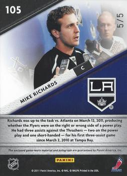 2011-12 Panini Certified - Fabric of the Game Jersey Number Autographs Prime #105 Mike Richards Back