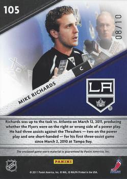 2011-12 Panini Certified - Fabric of the Game Jersey Number Prime #105 Mike Richards Back