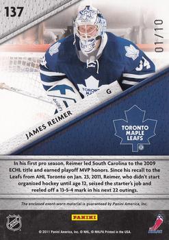 2011-12 Panini Certified - Fabric of the Game Jersey Number Prime #137 James Reimer Back