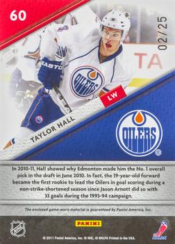 2011-12 Panini Certified - Fabric of the Game NHL Die Cut #60 Taylor Hall Back