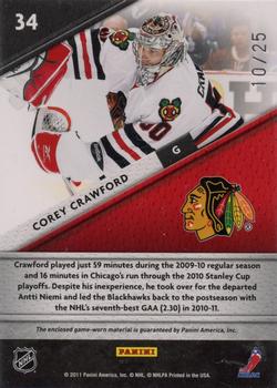 2011-12 Panini Certified - Fabric of the Game National Die Cut #34 Corey Crawford Back