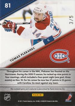 2011-12 Panini Certified - Fabric of the Game National Die Cut Prime #81 Tomas Plekanec Back
