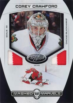 2011-12 Panini Certified - Masked Marvels Materials Prime #5 Corey Crawford Front