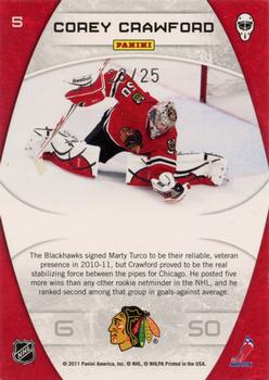 2011-12 Panini Certified - Masked Marvels Mirror Gold #5 Corey Crawford Back