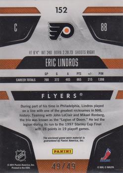 2011-12 Panini Certified - Mirror Blue Materials #152 Eric Lindros Back