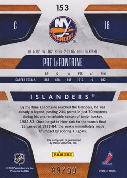 2011-12 Panini Certified - Mirror Blue Signatures #153 Pat LaFontaine Back