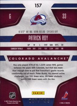 2011-12 Panini Certified - Mirror Red #157 Patrick Roy Back