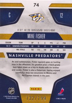 2011-12 Panini Certified - Mirror Red #74 Mike Fisher Back