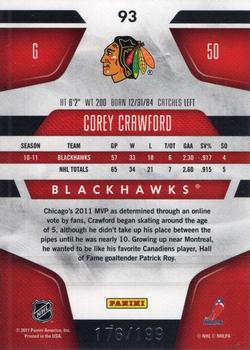 2011-12 Panini Certified - Mirror Red #93 Corey Crawford Back