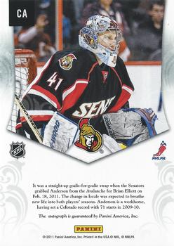 2011-12 Panini Certified - Private Signings #CA Craig Anderson Back