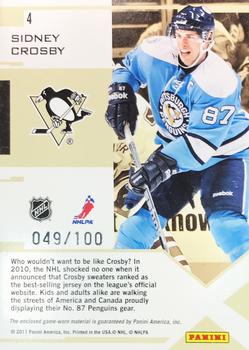 2010-11 Panini Zenith - Epix Materials #4 Sidney Crosby Back