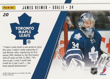 2010-11 Panini Zenith - Rookie Roll Call #20 James Reimer Back