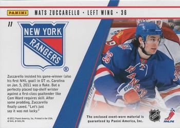2010-11 Panini Zenith - Rookie Roll Call Jerseys Patches #11 Mats Zuccarello Back