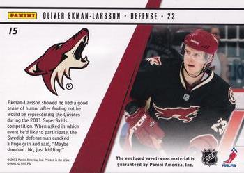 2010-11 Panini Zenith - Rookie Roll Call Jerseys Patches #15 Oliver Ekman-Larsson Back
