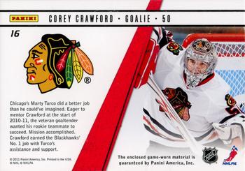 2010-11 Panini Zenith - Rookie Roll Call Jerseys Patches #16 Corey Crawford Back