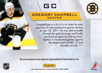 2010-11 Panini Zenith - Winter Warriors Materials #GC Gregory Campbell Back