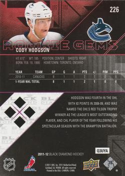 2011-12 Upper Deck Black Diamond #226 Cody Hodgson Back