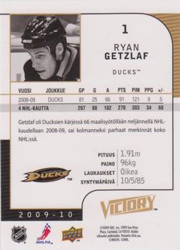 2009-10 Upper Deck Victory Finnish #1 Ryan Getzlaf Back