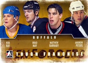 2011-12 In The Game Enforcers #9 Rob Ray / Brad May / Matthew Barnaby / Andrew Peters Front