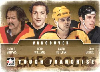 2011-12 In The Game Enforcers #10 Harold Snepsts / Tiger Williams / Garth Butcher / Gino Odjick Front