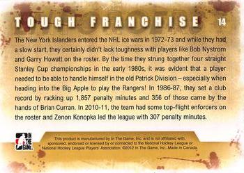 2011-12 In The Game Enforcers #14 Bob Nystrom / Clark Gillies / Rich Pilon / Zenon Konopka Back