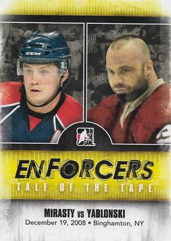2011-12 In The Game Enforcers #42 Jon Mirasty / Jeremy Yablonski Front