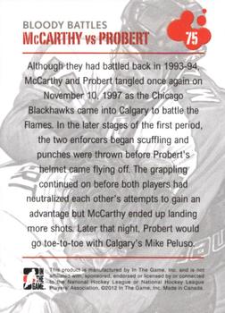 2011-12 In The Game Enforcers #75 Sandy McCarthy / Bob Probert Back