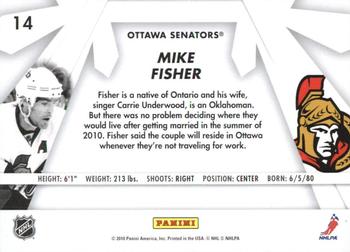 2010-11 Donruss - Boys of Winter #14 Mike Fisher Back