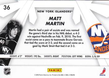 2010-11 Donruss - Boys of Winter #36 Matt Martin Back
