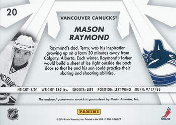 2010-11 Donruss - Boys of Winter Threads #20 Mason Raymond Back
