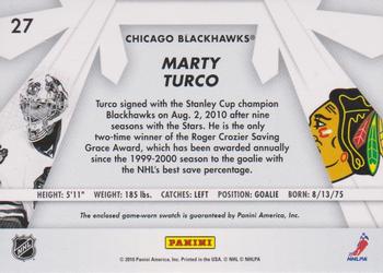 2010-11 Donruss - Boys of Winter Threads #27 Marty Turco Back