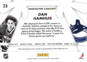 2010-11 Donruss - Boys of Winter Threads #28 Dan Hamhuis Back