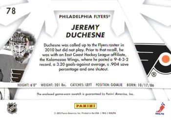 2010-11 Donruss - Boys of Winter Threads #78 Jeremy Duchesne Back