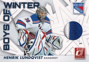 2010-11 Donruss - Boys of Winter Threads Prime #75 Henrik Lundqvist Front